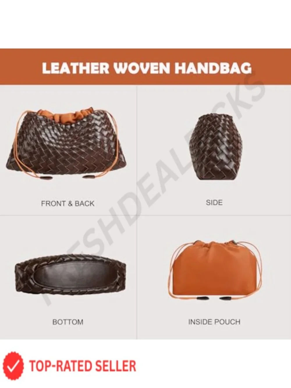 Woven Handbag Tote Shoulder Bag Hobo Purse Faux Leather Handcrafted